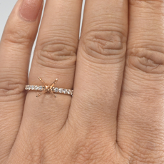 Round 5.5mm Ring Semi Mount In 14k Rose Gold With Accented Diamonds