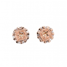 Round 5mm Earring Semi Mount in 14K Rose Gold With Diamond Accents (ER0395)