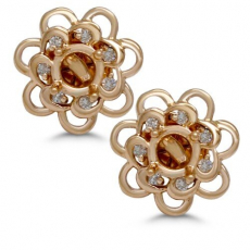 Round 5mm Earring Semi Mount in 14K Rose Gold With White Diamonds(ER1017)