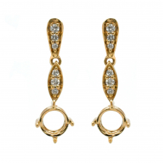 Round 5mm Earring Semi Mount in 14K Yellow Gold With White Diamonds(ER1018)