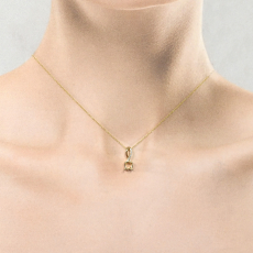 Round 5mm Pendant Semi Mount In 14K Yellow Gold With White Diamonds(Chain Not Included)