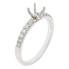 Round 5mm Ring Semi Mount in 14K White Gold with Accent Diamonds (RG3373)