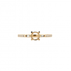 Round 5mm Ring Semi Mount in 14K Yellow Gold with Accent Diamonds (RG4395)