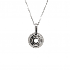 Round 6.5mm Pendant Semi Mount in 14K White Gold with Accent Diamond (AJP11957)