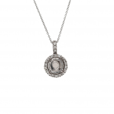 Round 6.5mm Pendant Semi Mount in 14K White Gold with Accent Diamond (AJP11957)