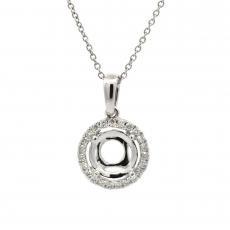 Round 6.5mm Pendant Semi Mount In 14K White Gold With Diamond Accents (Chain Not Included)