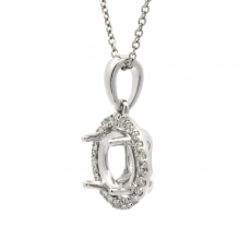 Round 6.5mm Pendant Semi Mount In 14K White Gold With White Diamonds(Chain Not Included)