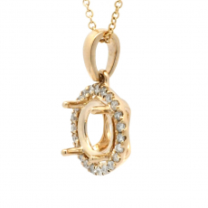 Round 6.5mm Pendant Semi Mount In 14K Yellow Gold With White Diamonds(Chain Not Included)