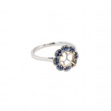 Round 6.5mm Ring Semi Mount in 14K Dual Tone (White/Yellow) Gold With Blue Sapphire Accents (RG3861)
