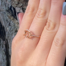 Round 6.5mm Ring Semi Mount In 14K Gold With White Diamonds (RG0793)