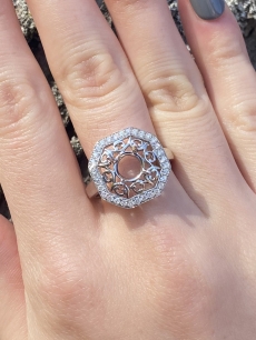 Round 6.5mm Ring Semi Mount In 14K Gold With White Diamonds (RG0800)