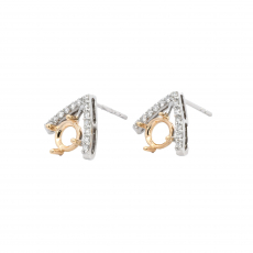 Round 6mm Earring Semi Mount in 14K Dual Tone (White/Yellow Gold) With Diamond Accents (UER0182)