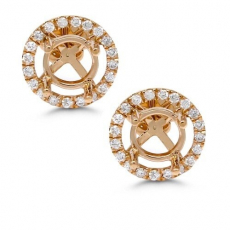 Round 6mm Earring Semi Mount in 14K Gold With White Diamonds (ER1016)