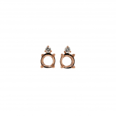 Round 6mm Earring Semi Mount in 14K Rose Gold with Accent Diamonds (ER1325)