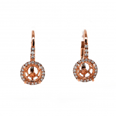 Round 6mm Earring Semi Mount in 14K Rose Gold With White Diamonds (ER1789)