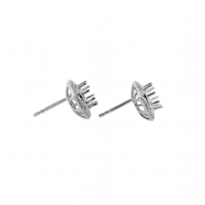Round 6mm Earring Semi Mount in 14K White Gold with Accent Diamonds (ER1812) Part of Matching Set