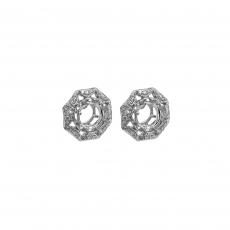 Round 6mm Earring Semi Mount in 14K White Gold with Accent Diamonds (ER1812) Part of Matching Set