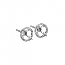 Round 6mm Earring Semi Mount in 14K White Gold with Accent Diamonds (ER1932) Part of Matching Set