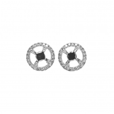 Round 6mm Earring Semi Mount in 14K White Gold with Accent Diamonds (ER1932) Part of Matching Set