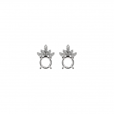 Round 6mm Earring Semi Mount in 14K White Gold with Accent Diamonds (ER3094) Part of Matching Set