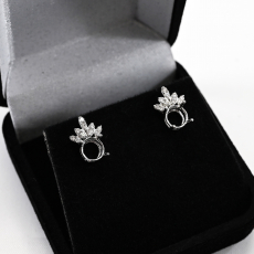 Round 6mm Earring Semi Mount in 14K White Gold with Accent Diamonds (ER3094) Part of Matching Set