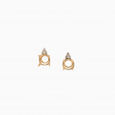 Round 6mm Earring Semi Mount in 14K Yellow Gold With Accent Diamonds (ER1492)