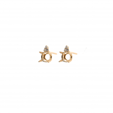Round 6mm Earring Semi Mount in 14K Yellow Gold With Accent Diamonds (ER1492)