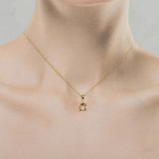 Round 6mm Pendant Semi Mount In 14K Gold With White Diamonds(Chain Not Included)