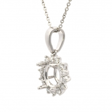 Round 6mm Pendant Semi Mount In 14K White Gold With Diamond Accents (Chain Not Included)