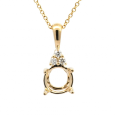 Round 6mm Pendant Semi Mount In 14K White Gold With White Diamonds(Chain Not Included)