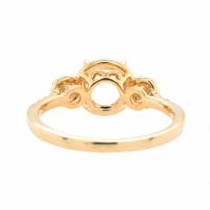 Round 6mm Ring Semi Mount In 14K Gold With White Diamonds (RG0387)
