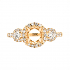 Round 6mm Ring Semi Mount In 14K Gold With White Diamonds (RG0387)