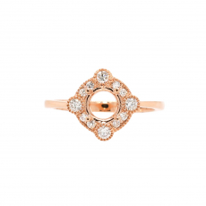 Round 6mm Ring Semi Mount in 14K Rose Gold With White Diamonds (RG2835)