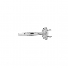 Round 6mm Ring Semi Mount in 14K White Gold with Accent Diamonds (RG1918)