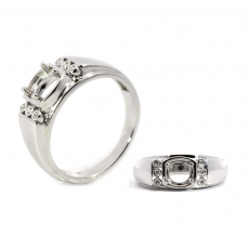 Round 6mm Ring Semi Mount in 14K White Gold with Diamond Accents