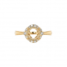 Round 6mm Ring Semi Mount in 14K Yellow Gold with Accent Diamonds (RG1918)