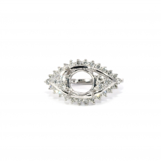 Round 7mm Eye Design Ring Semi Mount in 14K White Gold with Diamond Accents