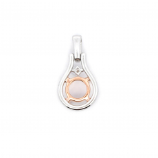 Round 7mm Pendant Semi Mount In 14K Dual Tone (White/Rose)Gold Accented With White Diamonds(Chain Not Included)
