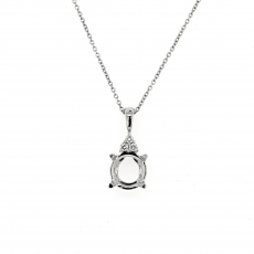 Round 7mm Pendant Semi Mount in 14K White Gold with Accent Diamonds (PD1501)