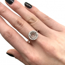 Round 7mm Ring Semi Mount in 14K White Gold with Accent Diamonds (RG0524) Part of Matching Set