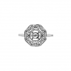 Round 7mm Ring Semi Mount in 14K White Gold with Accent Diamonds (RG3777) Part of Matching Set
