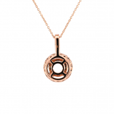 Round 8.2mm Pendant Semi Mount in 14K Rose Gold With Diamond Accents (Chain Not Included)