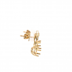 Round 8mm  Earring Semi Mount in 14K Yellow Gold with Accent Diamond