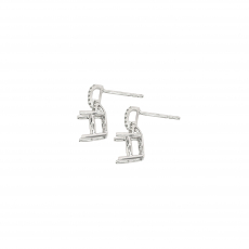 Round 8mm Earring Semi Mount in 14K White Gold with Accent Diamonds (ER0317)
