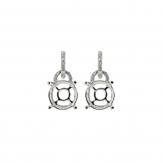 Round 8mm Earring Semi Mount in 14K White Gold with Accent Diamonds (ER0317)