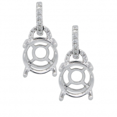 Round 8mm Earring Semi Mount in 14K White Gold With Diamond Accents (ER0317)
