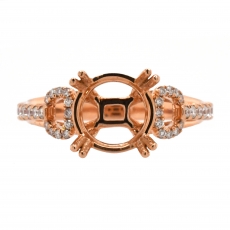 Round 8mm Halo Ring Semi Mount In 14K Rose Gold With White Diamonds