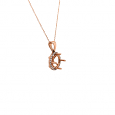 Round 8mm Pendant Semi Mount In 14k Rose Gold With Accent Diamond (pd0448)