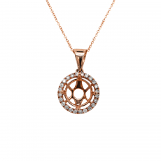 Round 8mm Pendant Semi Mount in 14K Rose Gold with Accent Diamonds (PD0448)