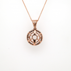 Round 8mm Pendant Semi Mount in 14K Rose Gold With Diamond Accents (Chain Not Included) (PD0448)